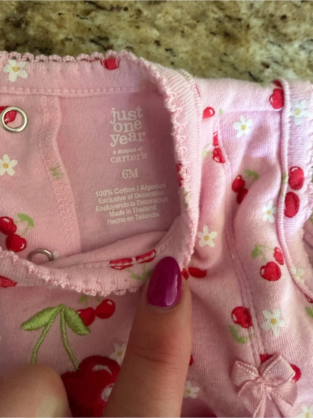 Carter's Pink Cherry Print Dress-Style Bodysuit